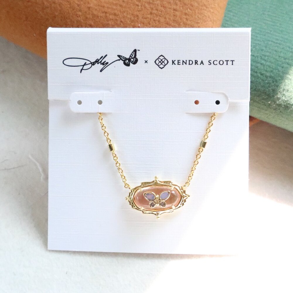 Kendra Scott Gold Elisa Butterfly Light Pink Abalone Necklace